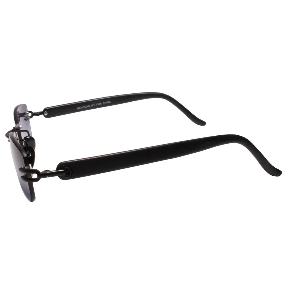 Old Stock 90s Indie Rimless Old Fashioned Black Rectangle Sunglasses